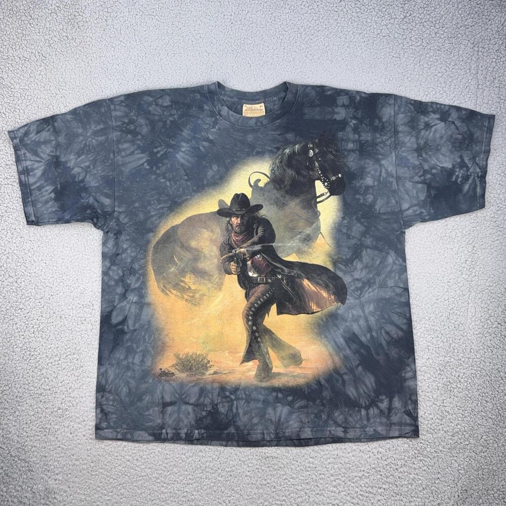 The Mountain Shirt Mens XL Gray Tie Dye Cowboy Horse Western Graphic Tee Desert